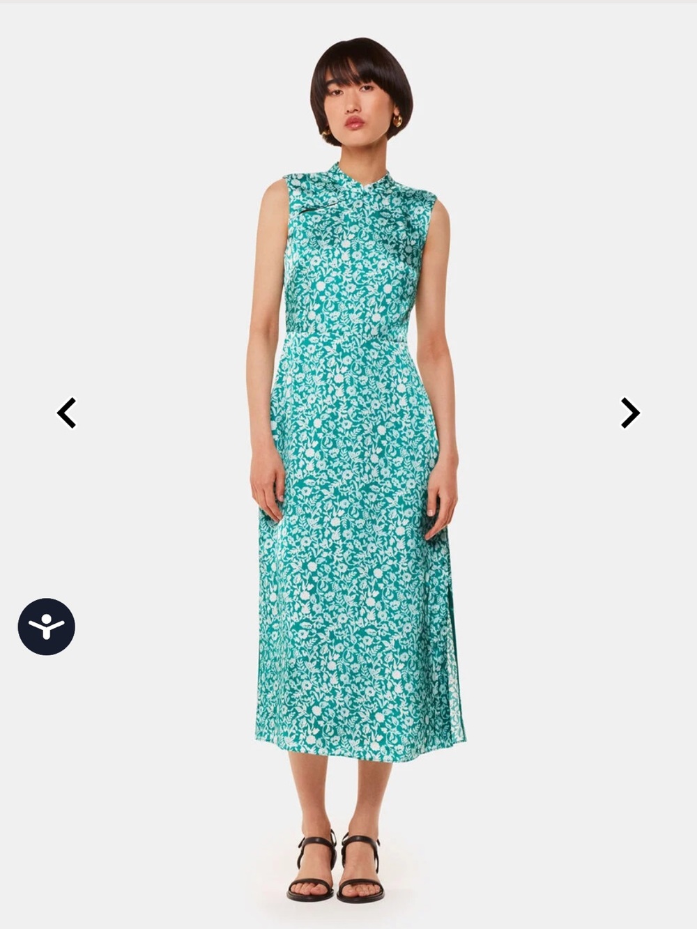 Whistles Teal Floral High-Neck Maxi Dress 6